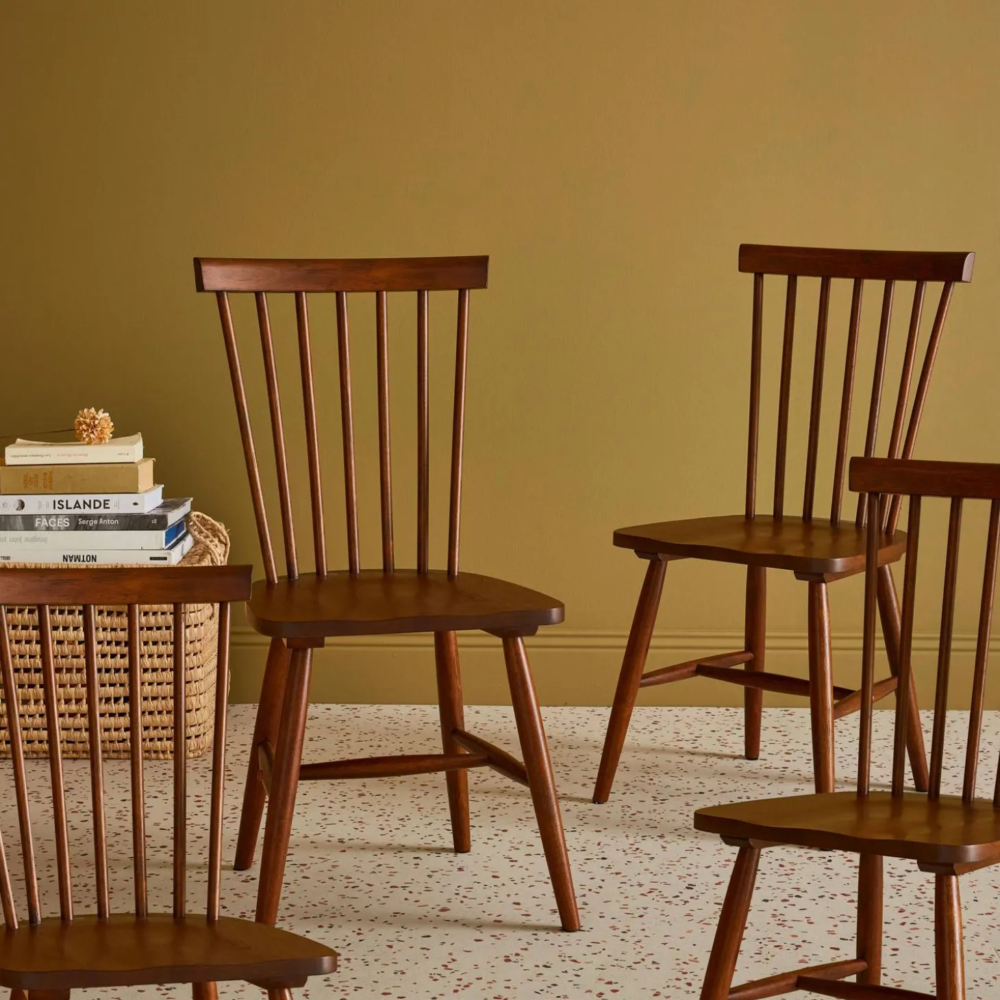 Silla de madera de hevea, set de 4