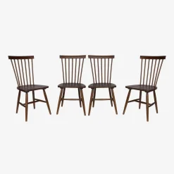 Silla de madera de hevea, set de 4