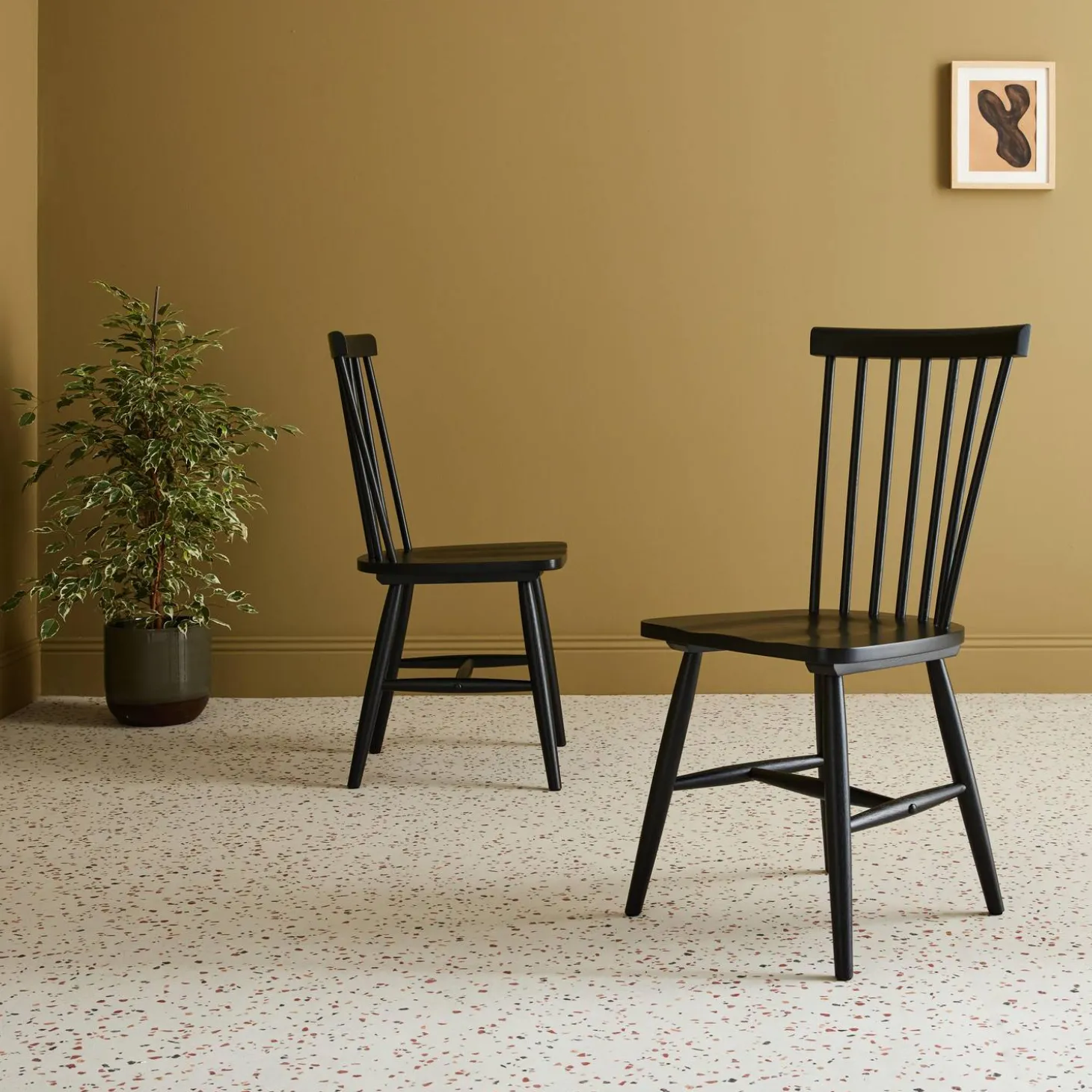 Silla de madera de hevea, set de 2