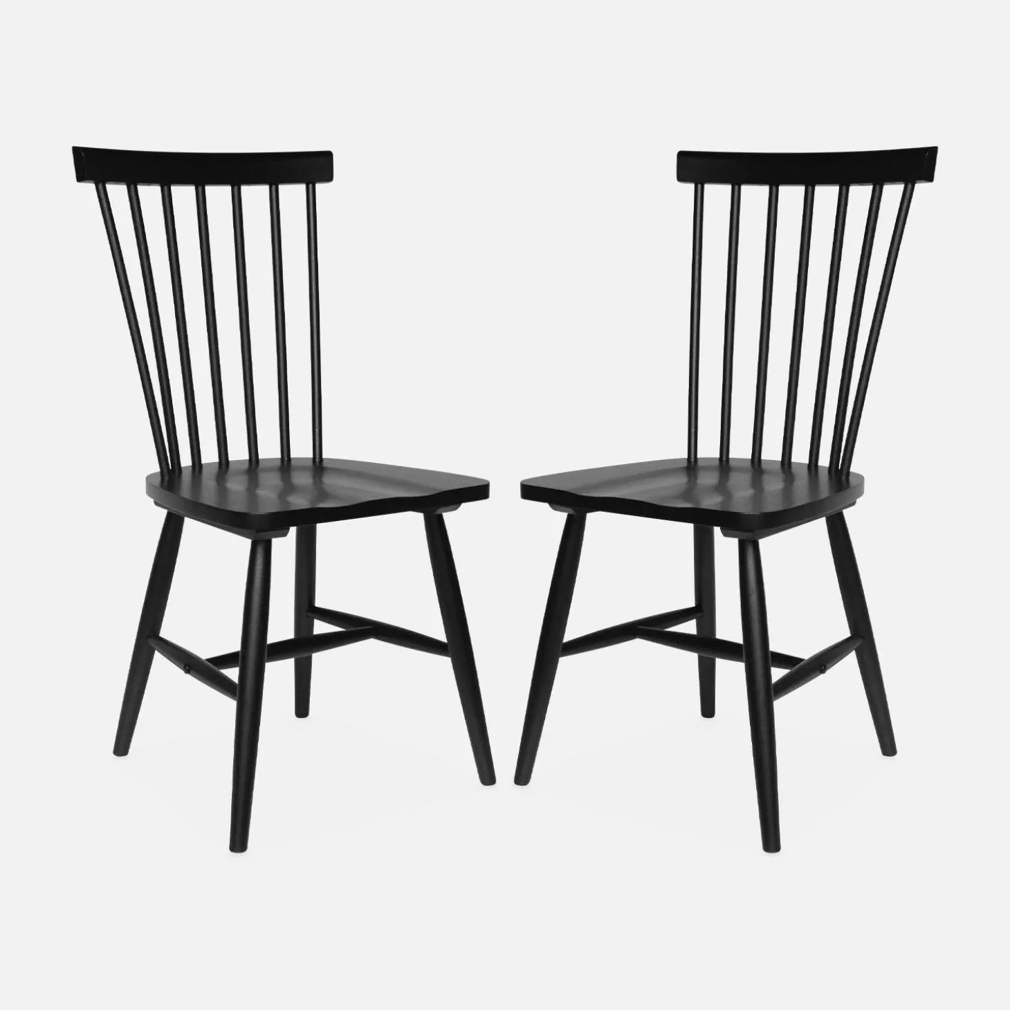 Silla de madera de hevea, set de 2