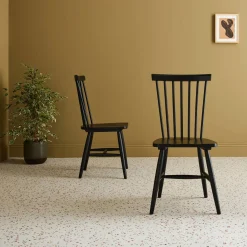 Silla de madera de hevea, set de 2