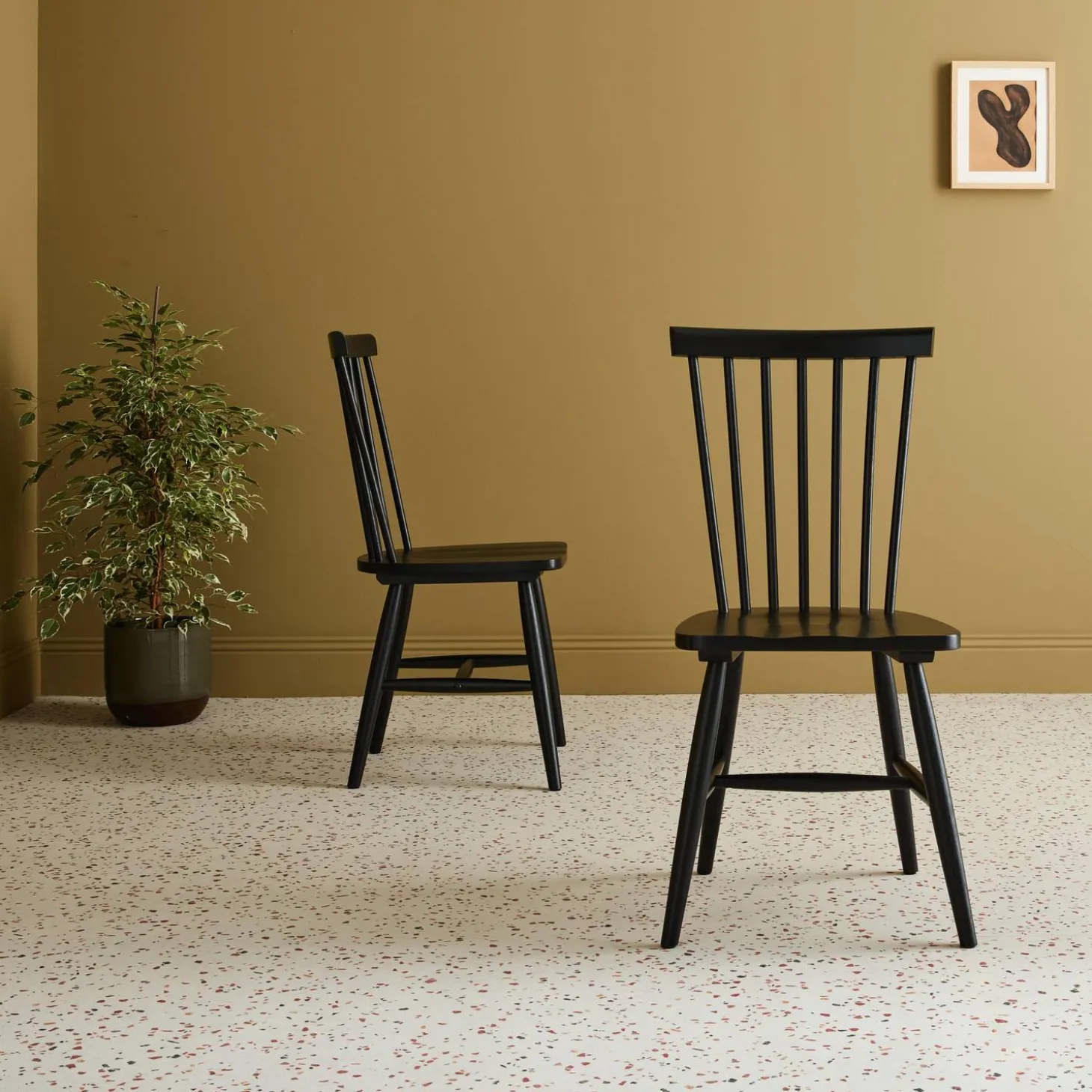 Silla de madera de hevea, set de 2