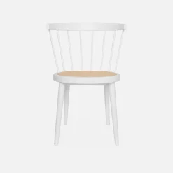 Silla de madera y caña, set de 4