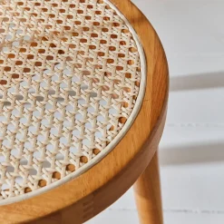 Silla de madera y caña, set de 4