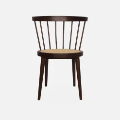 Silla de madera y caña, set de 4
