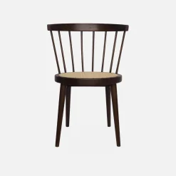 Silla de madera y caña, set de 2
