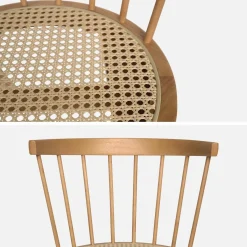 Silla de madera y caña, set de 2