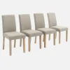 Silla de madera y terciopelo de pana fina, set de 4