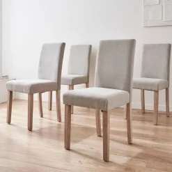 Silla de madera y terciopelo de pana fina, set de 4