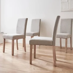 Silla de madera y terciopelo de pana fina, set de 4