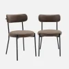 Silla de metal y polipiel marrón, set de 2