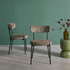 Silla de metal y tela simple, set de 2