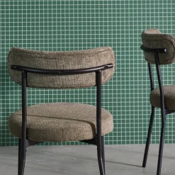 Silla de metal y tela simple, set de 2