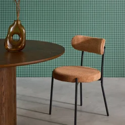 Silla de metal y tela simple, set de 2