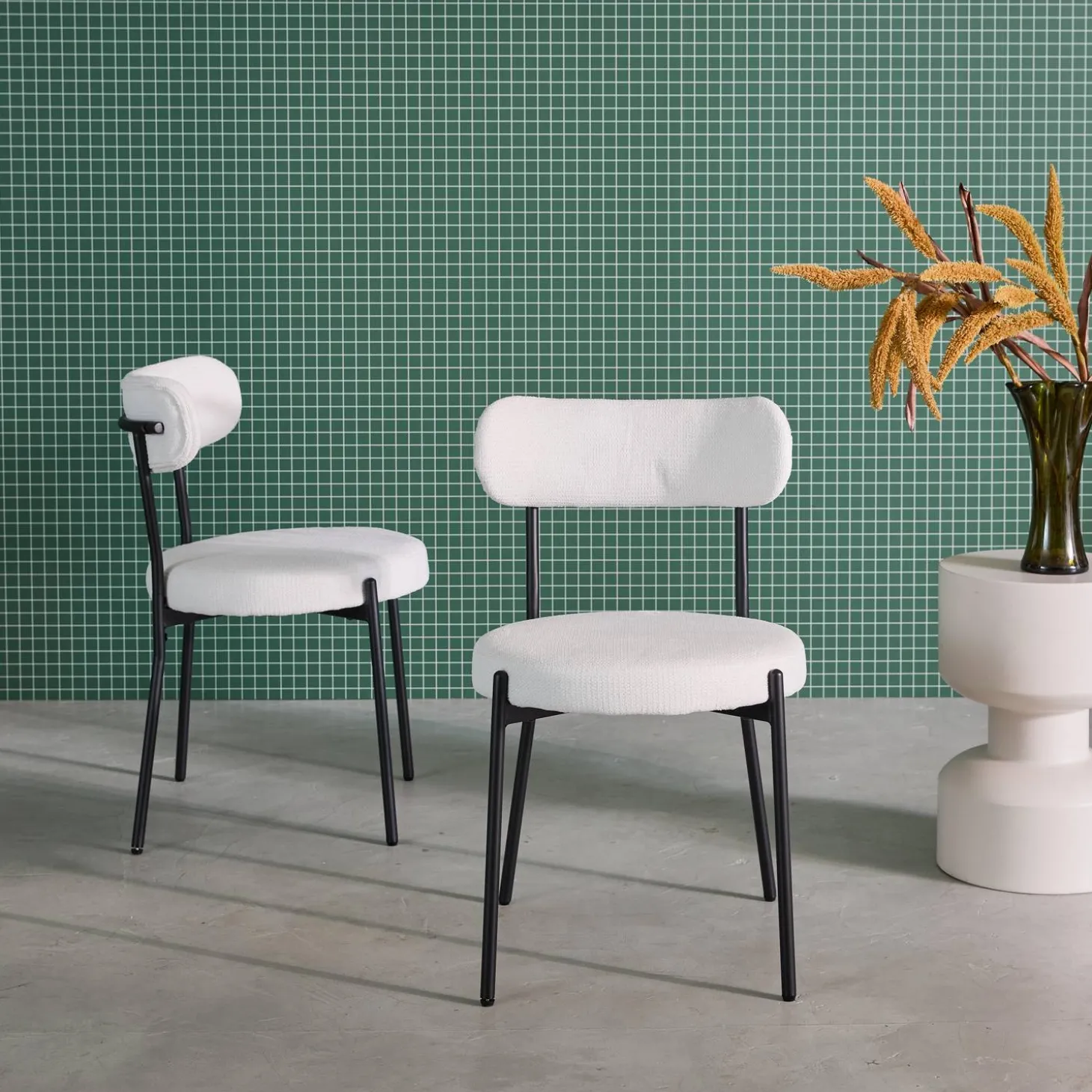 Silla de metal y tela simple, set de 2