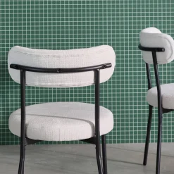 Silla de metal y tela simple, set de 2