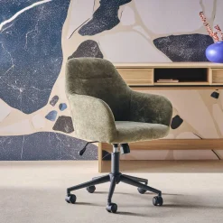 Silla de oficina con ruedas ajustable metal y tela