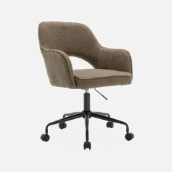 Silla de oficina con ruedas en borreguito y base negra