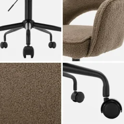 Silla de oficina con ruedas en borreguito y base negra