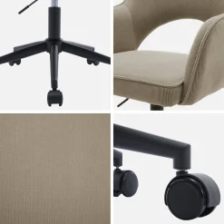Silla de oficina con ruedas de pana fina y base negra