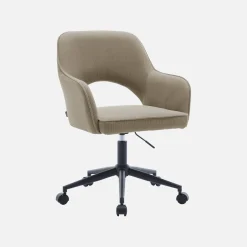 Silla de oficina con ruedas de pana fina y base negra