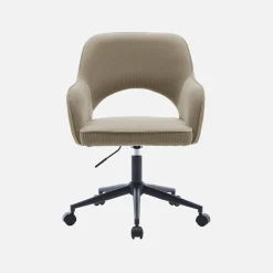 Silla de oficina con ruedas de pana fina y base negra