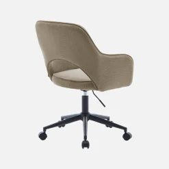 Silla de oficina con ruedas de pana fina y base negra
