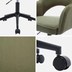 Silla de oficina con ruedas de pana fina y base negra