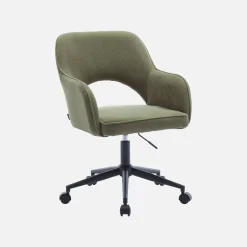 Silla de oficina con ruedas de pana fina y base negra