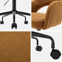 Silla de oficina con ruedas en borreguito y base negra