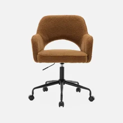 Silla de oficina con ruedas en borreguito y base negra