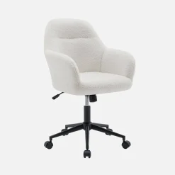 Silla de oficina con ruedas ajustable de metal y borreguito