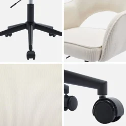 Silla de oficina con ruedas de pana fina y base negra