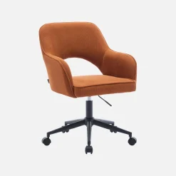 Silla de oficina con ruedas de pana fina y base negra