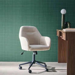 Silla de oficina con ruedas ajustable metal y tela