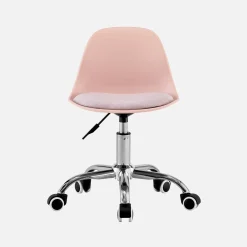 Silla de oficina infantil con ruedas ajustable, base cromada