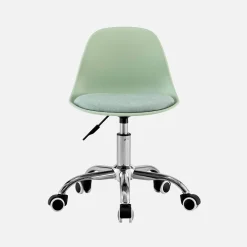 Silla de oficina infantil con ruedas ajustable, base cromada