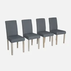 Silla de tela con patas de madera, set de 4