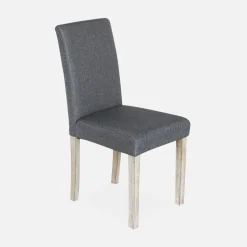 Silla de tela con patas de madera, set de 4