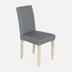 Silla de tela con patas de madera, set de 4