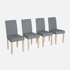 Silla de tela con patas de madera, set de 4