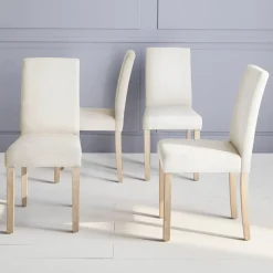 Silla de tela con patas de madera, set de 4