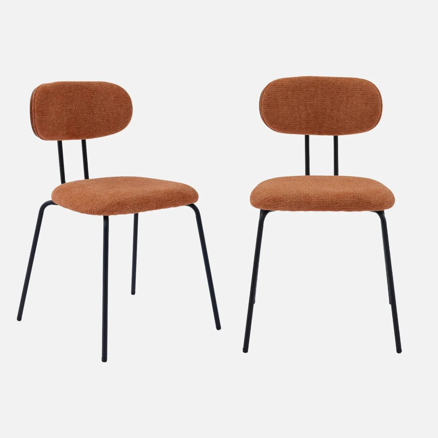 Silla decoración madera curvada teñida nogal y tela repelente al agua, set de 2