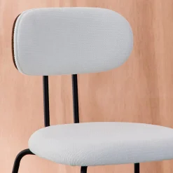 Silla decoración madera curvada teñida nogal y tela repelente al agua, set de 2