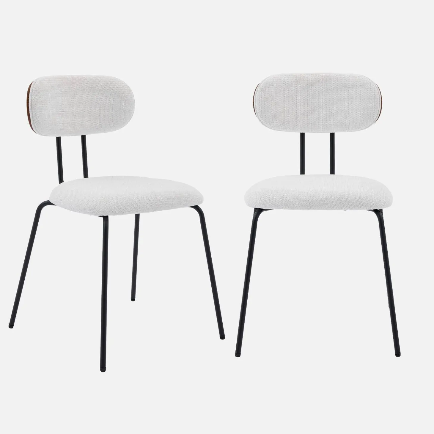 Silla decoración madera curvada teñida nogal y tela repelente al agua, set de 2