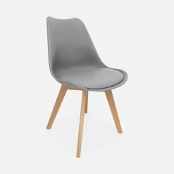 Silla escandinava con patas de madera de haya, set de 4