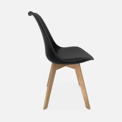 Silla escandinava con patas de madera de haya, set de 6