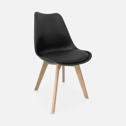 Silla escandinava con patas de madera de haya, set de 6