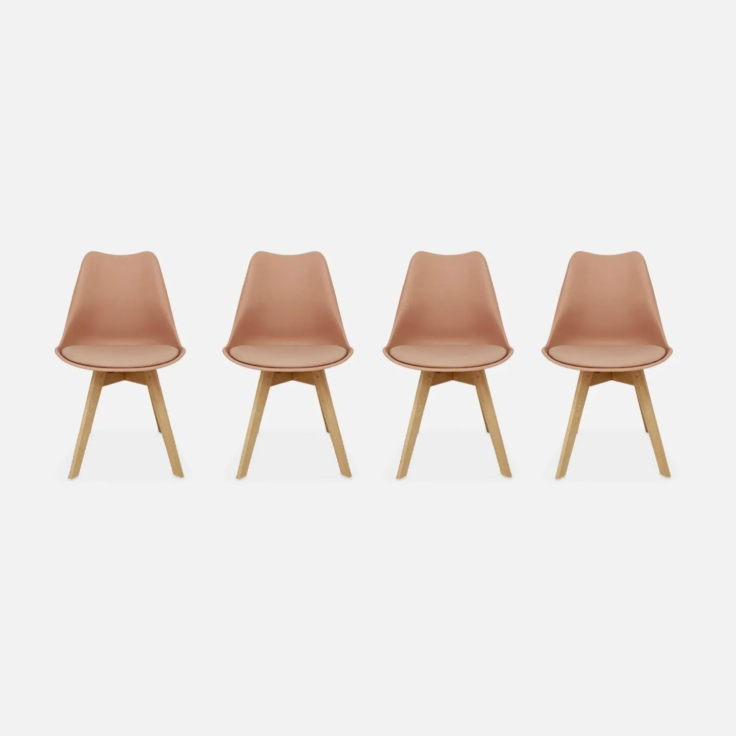 Silla escandinava con patas de madera de haya, set de 4