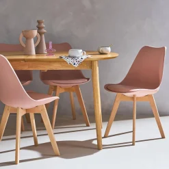 Silla escandinava con patas de madera de haya, set de 4